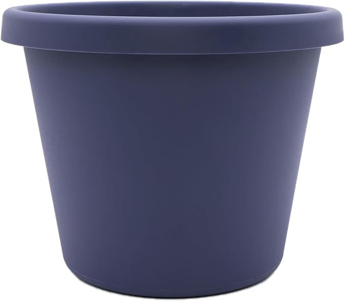 The HC Companies Prima Round Plastic Plant Pot w/Rolled Rim - Lightweight & UV Resistant Flower Pot for Herbs & More - Outdoor & Indoor Plant Pots w/Drainage (14 inch, Twilight Blue, Pack of 1)