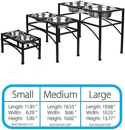 Elevated Dog Bowls Raised Pet Feeder Cat Food Water Diner Stand Set | W/ 2 Removable Stainless Steel Bowls (2 Quarts/13.77" in Height) for Large Breed Dogs Easy to Clean