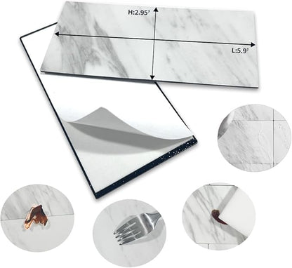 AULIGET 100-Piece White Marble Look Peel and Stick Backsplash Wall Tiles
