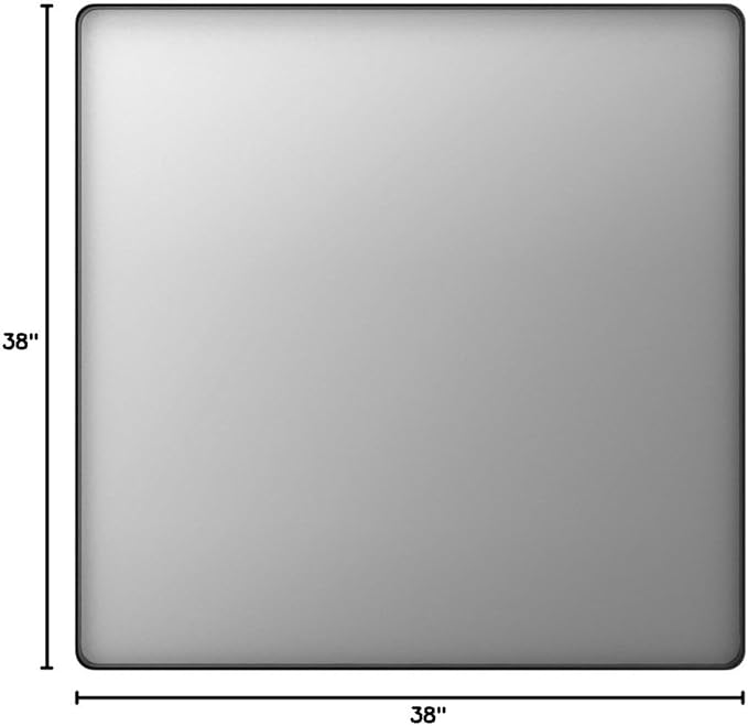 LOAAO 38x38 Inch Black Metal Framed Bathroom Mirror
