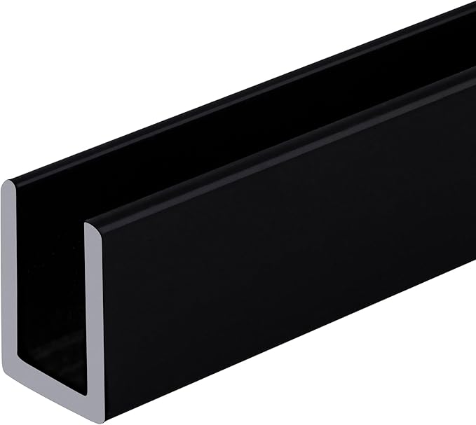Brixwell SDCD38BL-CCP23-XCP25 Black 3/8" Fixed Panel Shower Door Deep U-Channel