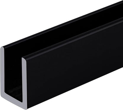 Brixwell SDCD38BL-CCP18-XCP50 Black 3/8" Fixed Panel Shower Door Deep U-Channel