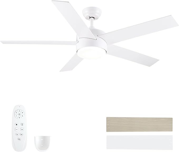 POCHFAN 52 inch White Ceiling Fans