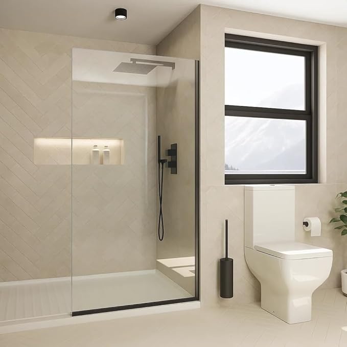 Yana Frameless Shower Door Screen, Fixed Shower Door Panels 3/8" Thick Tempered