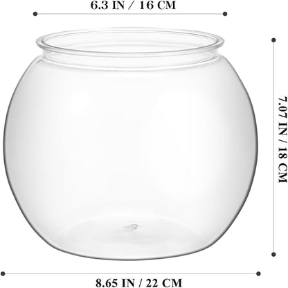 Plastic Aquarium Betta Fish Tank: Large Clear Goldfish Bowl - Tank Vase Pot Clear Bubble Planter with Break Resistant for Home décor Wedding Event Party 8.67 x 6.89 Inches