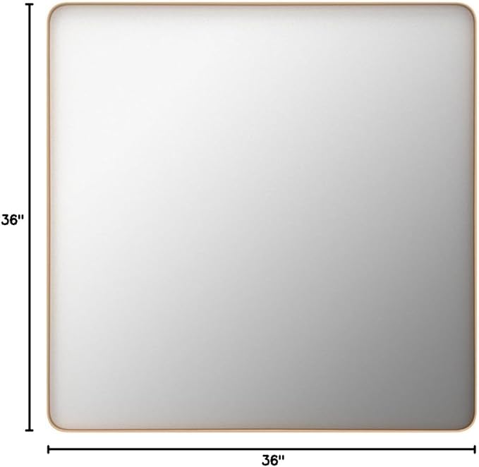 LOAAO 36”X36” Gold Bathroom Mirror, Rounded Rectangle Gold Frame Mirror