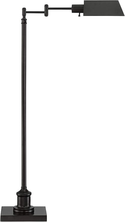 Regency Hill Jenson Traditional Farmhouse Adjustable Pharmacy Floor Lamp Standing Base Swing Arm 54" Tall Dark Bronze Metal Bright Downward Light for Living Room Reading House Bedroom