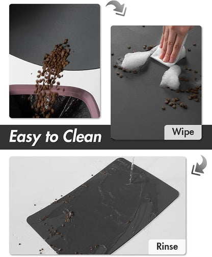 MontVoo-Absorbent Pet Feeding Mat-No Stains Pet Mat for Food and Water Bowl-Quick Dry Cat & Dog Food Mat Water Dispenser Mat-Pet Supplies Mat-Dog Water Bowl Mat for Messy Drinker,（Darkgrey,12"x19"）