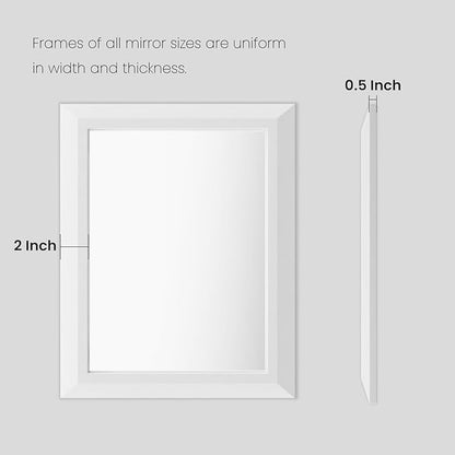 Amorho Bathroom Mirror, 72 X36 Inch White Thick Metal Framed Wall Mirrors