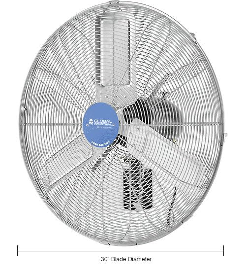 Global Industrial Deluxe Wall Mount Fan, Fixed and Oscillating Head, 3 Speed