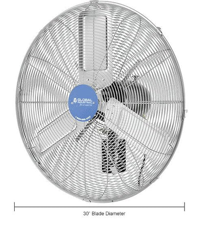 Global Industrial Deluxe Wall Mount Fan, Fixed and Oscillating Head, 3 Speed