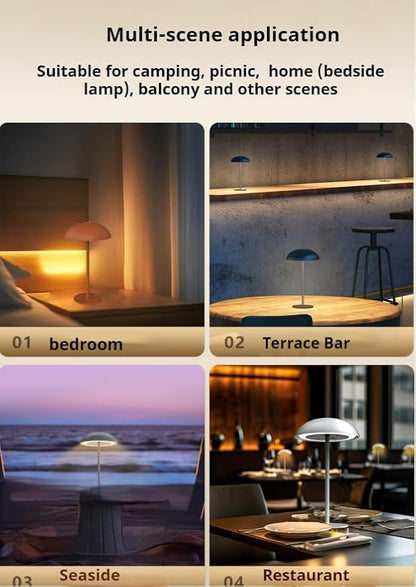 Multi-Scene LED Table lamp with Touch dimming and USB-C Charging. Delivers 6-8 Hours at max Brightness. Easy to Install and Carry. Suitable for The Outdoors, Dining Room, Bedroom, etc.