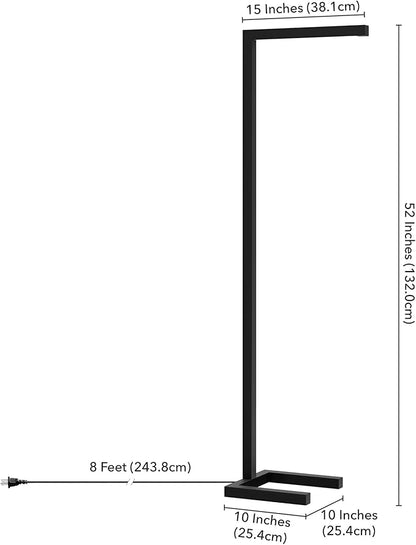 Henn&Hart 52'' Modern LED 1-Light Floor Lamp with Blackened Bronze Metal Rectangle Shade for Living Room, Bedroom, or Office, Blackened Bronze