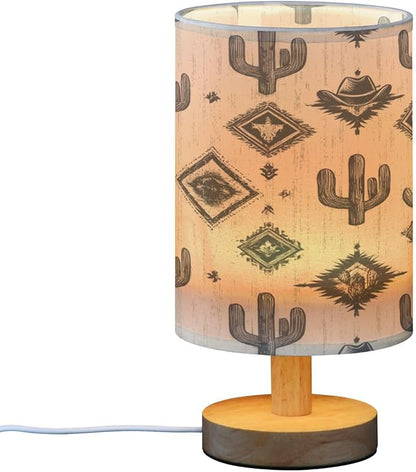Western Cowboy Cactus LED Table Lamp for Bedroom Bedside Lamp with USB Charging Ports Decor Nightstand for Living Room Reading Dorm Desk Home Office