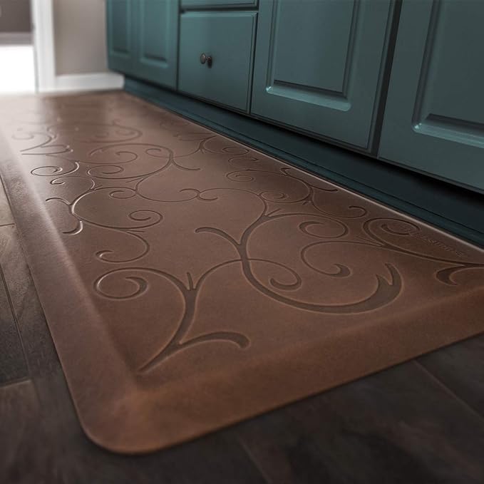 WellnessMats Anti-Fatigue Bella Motif Mat, 36 Inch by 24 Inch, Antique Light