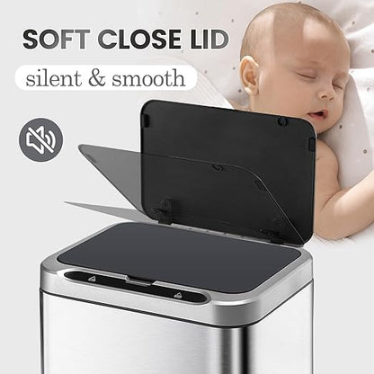 ELPHECO Stainless Steel Office Trash Can Motion Sensor Garbage Can Touchless