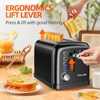 Black Toaster 2 Slice, Extra Wide Slot Toaster