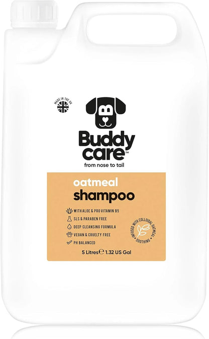 Oatmeal Dog Shampoo by Buddycare | Shampoo for Dogs with Irritated Skin | Relieving and Rehydrating | with Aloe Vera and Pro Vitamin B5 (169.07oz)
