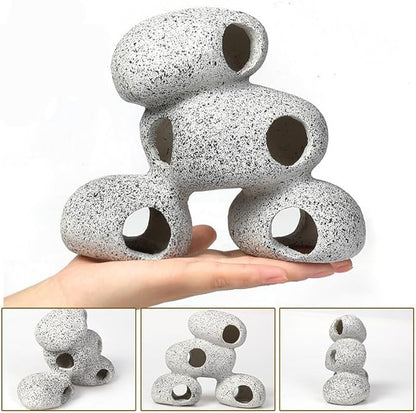 AWXZOM Aquarium Rock Decorations Resin Cichlids Rock with Artificial Moss Betta cave Betta Fish Tank Accessories Fish hides for Aquarium (Rock Cave)