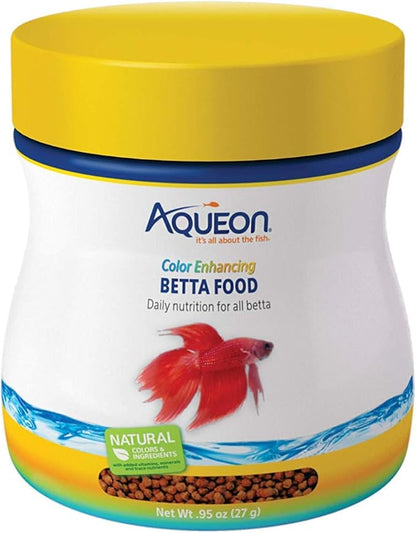 Aqueon 3 Pack of Color Enhancing Betta Food Pellets, 0.95 Ounces Per Container