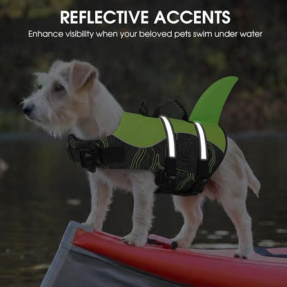Shark Dog Life Vest for Swimming, Pet Life Vests for Boating, High Buoyant DogLife Jacket, Ripstop High Flotation Swimsui for Small, Medium, Large Dogs (Greenblack,M)