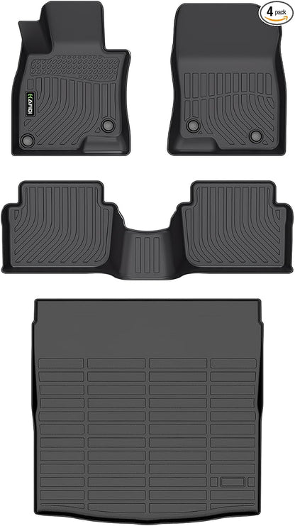 Floor Mats & Cargo Liner Custom for Mazda 3 2014-2018(Only Fits Sedan Models) All Weather Protection TPE Floor Liners Front & Rear Row Full Set Accessories - Black