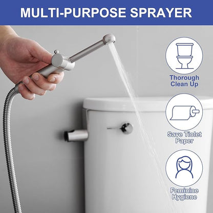 Brushed Nickel Handheld Bidet Sprayer Attachment