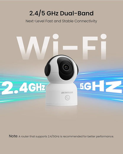 4K 8MP WiFi Camera, 360°Pan/Tilt Indoor Camera, 2-Way Talk, One-Touch Calling