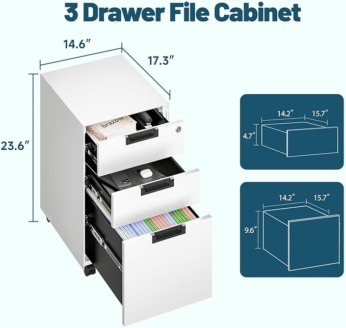 MIIIKO 3 Drawer Filing Cabinet
