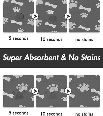 MontVoo Dog Food Mat-Pet Feeding Mat for Food and Water-No Stains Quick Dry Dispenser Cat Bowl Mat for Messy Drinkers(12"x19" Dark Grey)