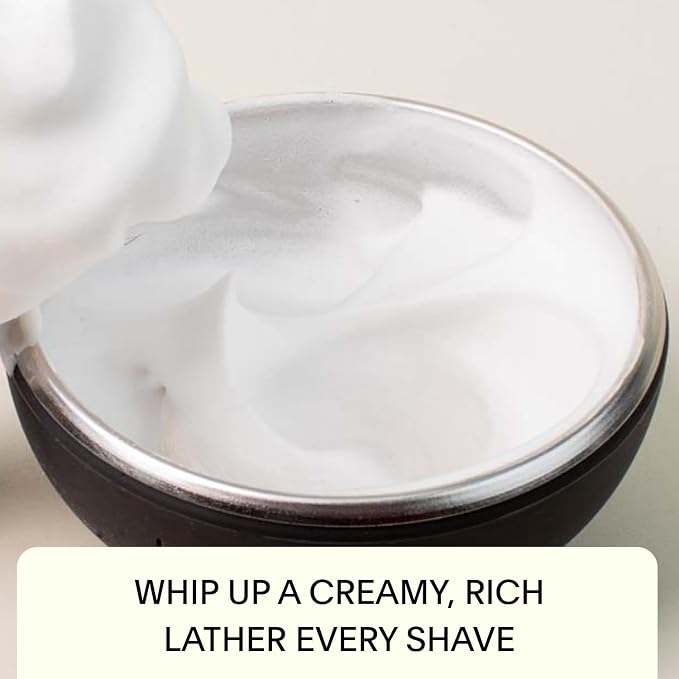 Leaf Shave Leaf Bowl - Stainless Steel Grooming Bowl, Black | Silicone grooming bowl compatible with brush sets, soap bars and refills for lathering