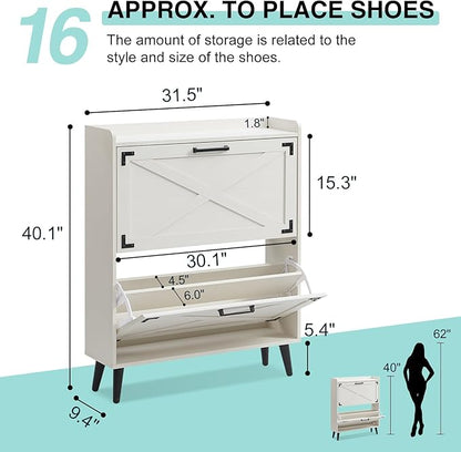 Shoe Storage Cabinet, Farmhouse Shoe Organizer