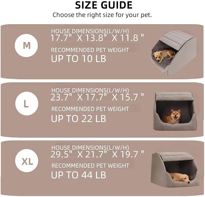 Extra Large Dog Bed House, Cozy Dog House Indoor, Memory Sponge, Plush Dog Cave Bed Crate Cushion with Non-Slip Bottom for Medium Large Dogs (Grey, XL)