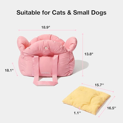 VETRESKA Dog Carrier Dog Car Seat for Small Dogs - Washable Cat Carrier Portable Puppy Bed for Car Seat of Easy Installation Pet Travel Carrier Bed with Storage Pocket & Safety Clip-On Leas | Portable Puppy Bed for Car Seat of Easy Installation Pet Tra...