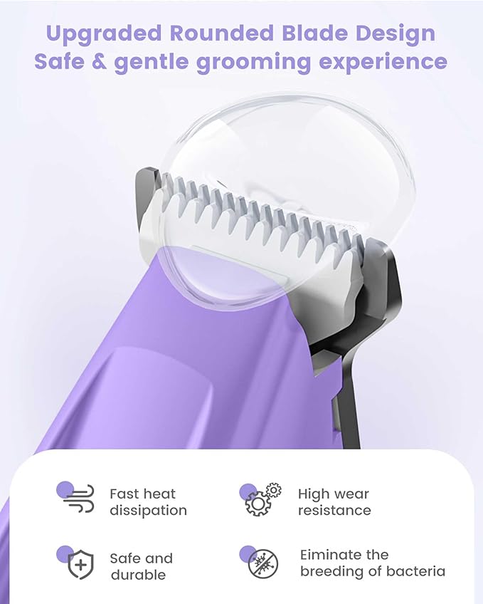 Dog Paw Trimmer with LED Light, 35dB Low Noise Paw Trimmers for Dog's Feet, 2 Speed Safety Electric Dog Clippers for Grooming, Rechargeable Cat Shaver for Paws, Ears, Face, Rump