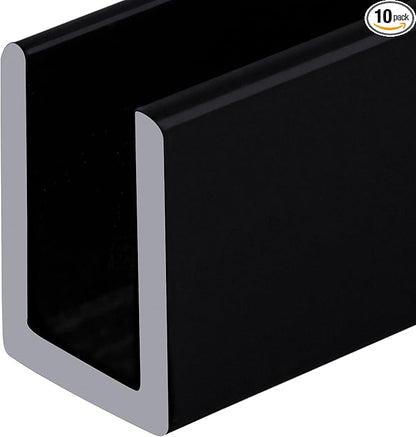 Brixwell SDCD38MBL-XCP10 Matte Black 3/8" Fixed Panel Shower Door Deep U-Channel