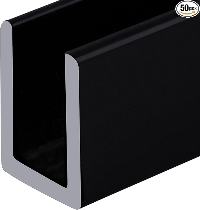 Brixwell SDCD38BL-CCP36-XCP50 Black 3/8" Fixed Panel Shower Door Deep U-Channel