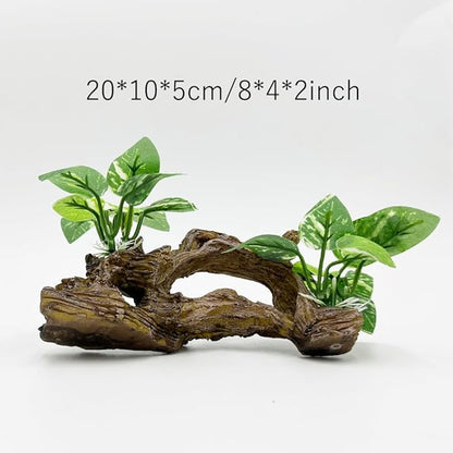 Smoothedo-Pets Fish Tank Decorations Aquarium Decor Ornaments Betta Silk Leaf pad Hammock Artifical Driftwood Cave Goldfish Bowl Accessories (Type-E)