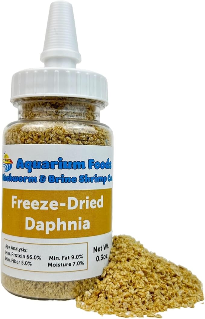 Aquatic Foods Inc. Freeze Dried Daphnia for All Freshwater Fish, Marine Aquarium Fish, Corals, Anemones, Pondfish, Invertebrates, All Tiny Nanofish, Fry and Babies…0.3oz Sm Squeeze Bottle