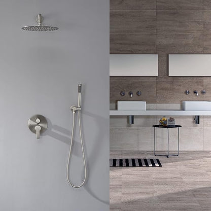 Iriber Brushed Nickel Shower System Wall Mounted Shower Faucet Mixer Set