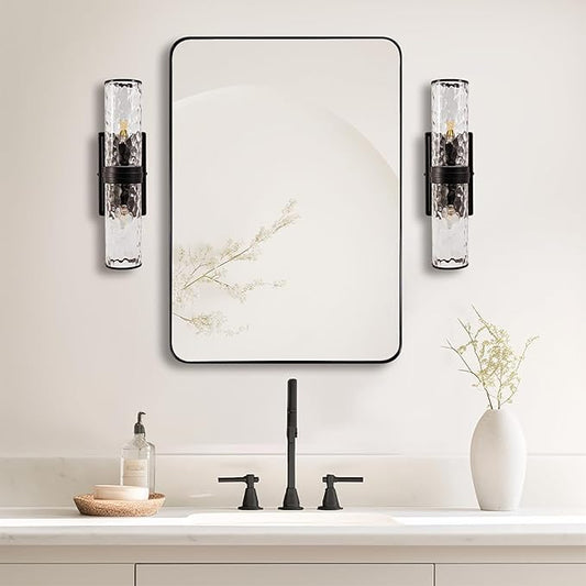 ANDY STAR Wall Mirror for Bathroom, Modern Rounded Rectangle Metal Frame Mirror