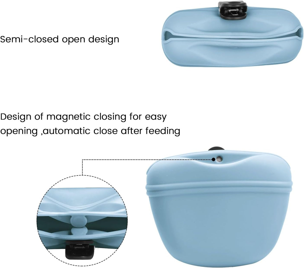 AUDWUD Silicone Dog Treat Pouch,With Dog Training Clicker,Clip on Portable Training Container,Convenient Magnetic Buckle Closing and Waist Clip