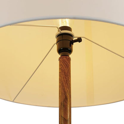Globe Electric Novogratz x Globe Harrington 65" Floor Lamp, 2-Tone Faux Wood Base, White Fabric Shade, Socket Rotary Switch 67225