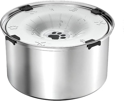 SCHITEC No Spill Dog Water Bowl for Large Dogs, 5.6L / 1.5 Gallon Stainless Steel Splash-Proof Slow Drinking Pet Dish with Floating Disk & Non-Slip Base, Mess-Free Design for Home or Travel-Light Gray