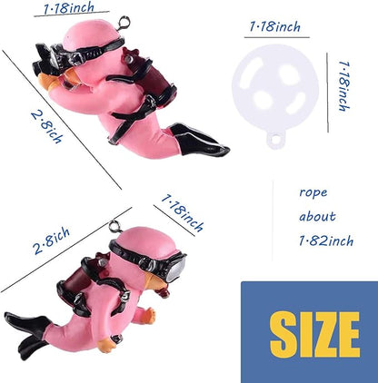 2-Pack Tank Decorations, Cute Little Diver, Aquarium Decoration Accessories Ornaments with Float Ball, Playmate for Tank Suitable for All Kinds of Fish and Tanks (Pink)