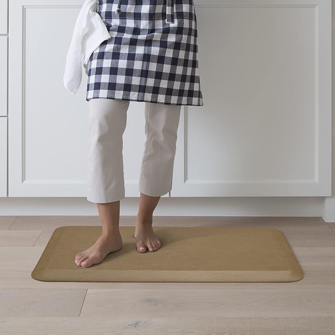 NewLife by GelPro Anti-Fatigue Designer Comfort Kitchen Floor Mat, 20x32”, Grasscloth Khaki Stain Resistant Surface with 3/4” Thick Ergo-Foam Core for Health and Wellness