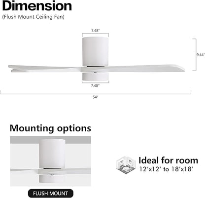 WINGBO 54 Inch Flush Mount DC Ceiling Fan
