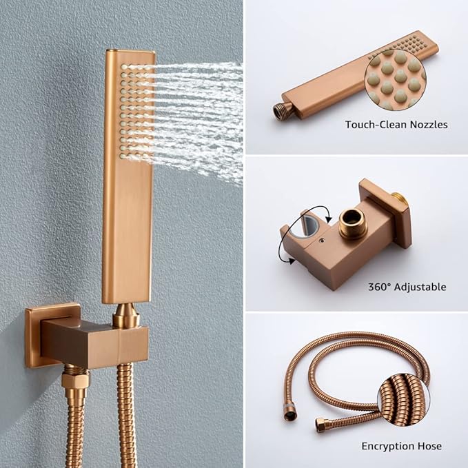 Iriber Brushed Rose Gold Rain Shower System