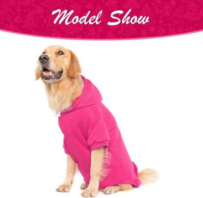 KOOLTAIL Basic Dog Hoodie - Soft & Warm Dog Hoodie Sweater with Leash Hole and Pocket, Dog Winter Coat, Cold Weather Clothes Sweatshirt for Small Medium Large Dogs Puppy Cat Boys Girls Deep Pink XXL