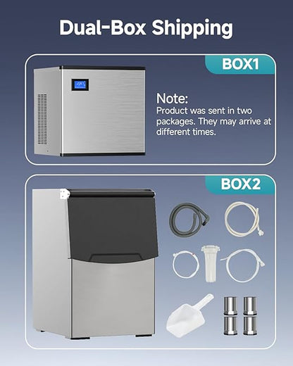 EUHOMY Commercial Ice Maker Machine, 600lbs/24H, Industrial Ice Machine